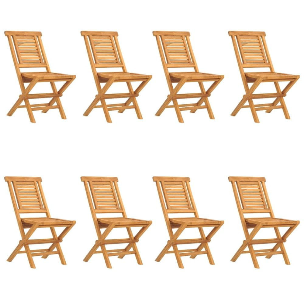 Vidaxl Skladacie záhradné stoličky 8 ks 47x63x90 tíkový masív